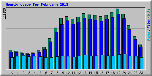 Hourly usage for February 2013